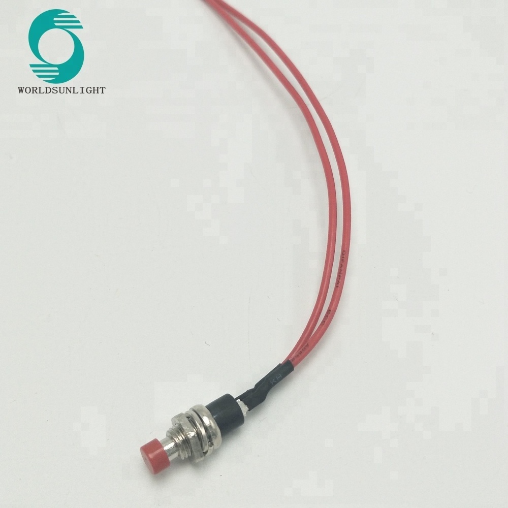 PBS-10B-2 Diameter 7mm AC 3A 125V 1A 250V PUSH-ON Red Momentary pre-wired Push Button Switch with 20cm wire