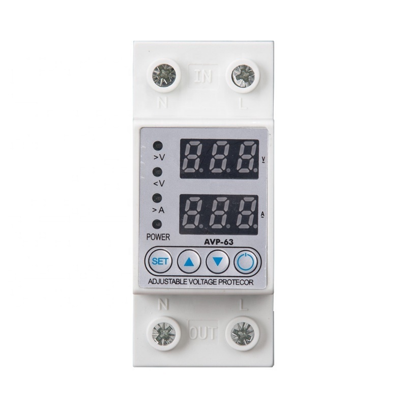 40A 63A 230V Single Phase Digital current voltage protector Din rail adjustable over and under voltage protector