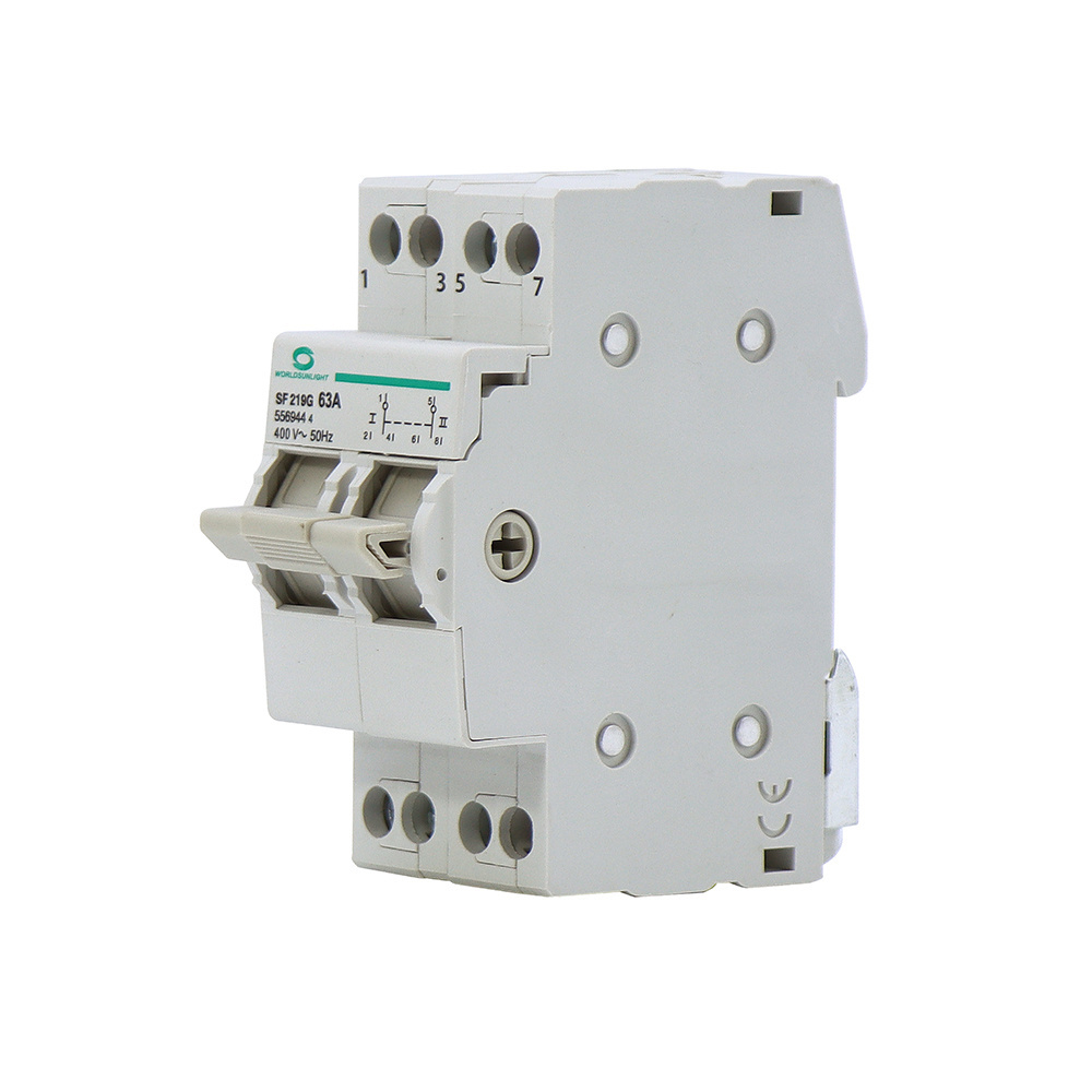 SF219G 63A 2P Din Rail Mounted Dual Power Conversion Isolation Switch MTS Manual Transfer Switch Changeover Switch