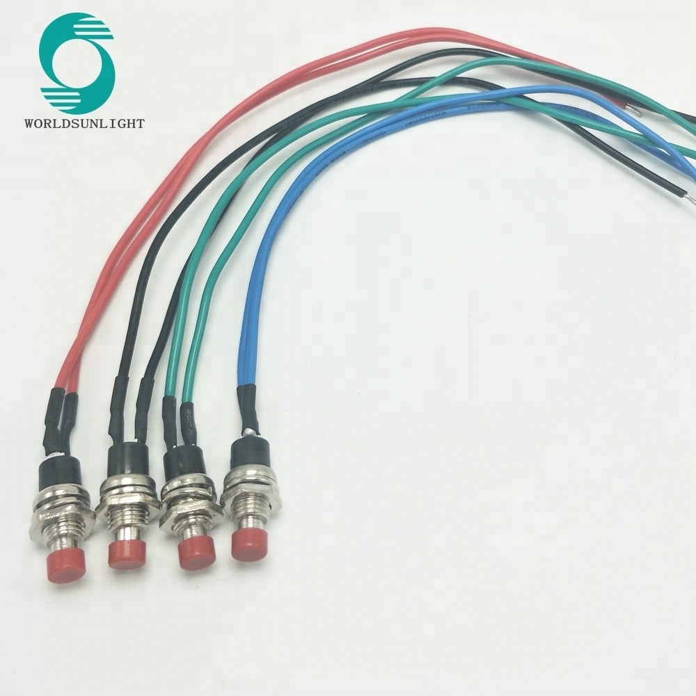 PBS-10B-2 Diameter 7mm AC 3A 125V 1A 250V PUSH-ON Red Momentary pre-wired Push Button Switch with 20cm wire