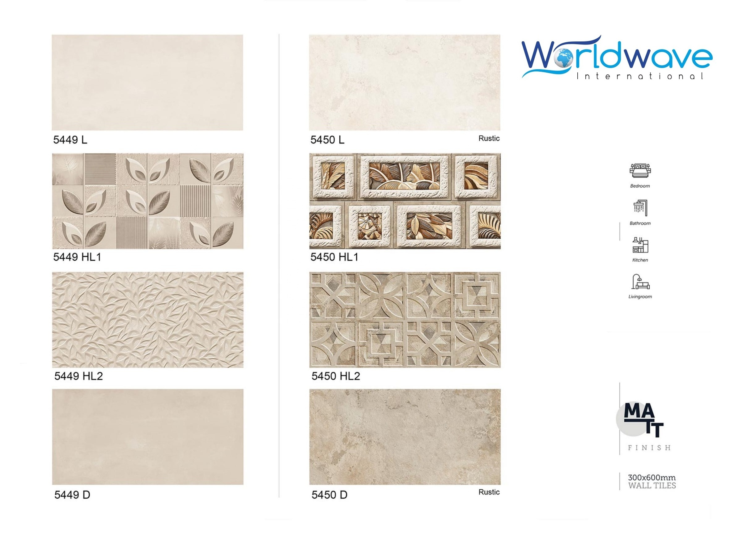 HIGH GLOSS FINISH Size 30X60 cm 300X600MM Matt Finish Mosaic Satin Matt 30x60 Cm Unique Premium Interior Design Tiles 2023-24