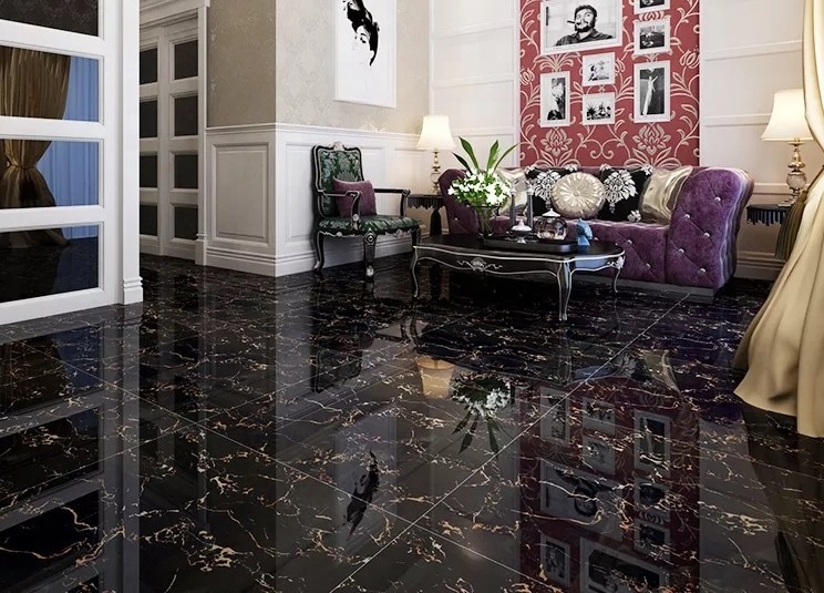 World Wave Super Black  Ceramic Floor Tiles 60*120cm Foshan Hot Sale Stock Polished Porcelain Floor Tiles 60*60 cm  Granite