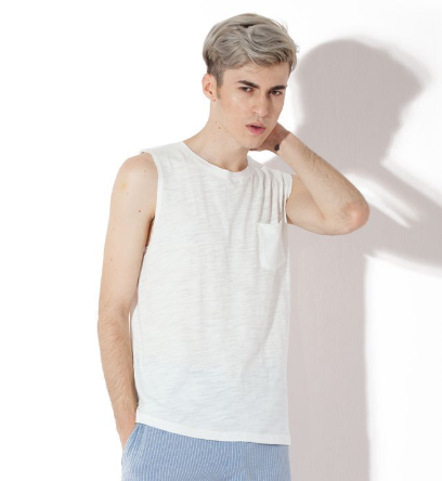 Unisex plain colors bamboo cotton sweat absorbing with left chest pocket fashion Factory direct sales sleeveless T-shirt Vest