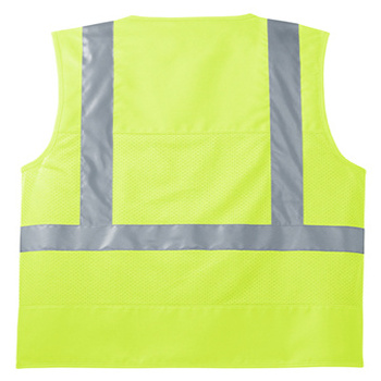 Mens yellow 100% polyester oxford Mesh inset at back for breathability Chest and lower pockets for pen and tools Safety Vest