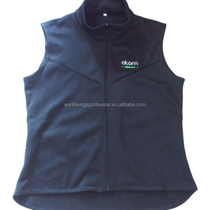 Unisex black bonded polar fleece embroidered logo on left chest back neck with side zipped pockets company work vest