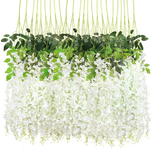 24pcs Wisteria Hanging Flowers 3.6ft Artificial Vines Fake Garland Silk Flower String