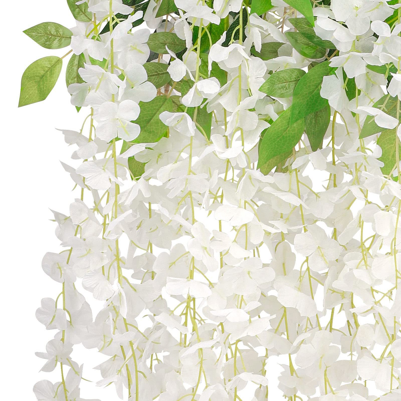 24pcs Wisteria Hanging Flowers 3.6ft Artificial Vines Fake Garland Silk Flower String