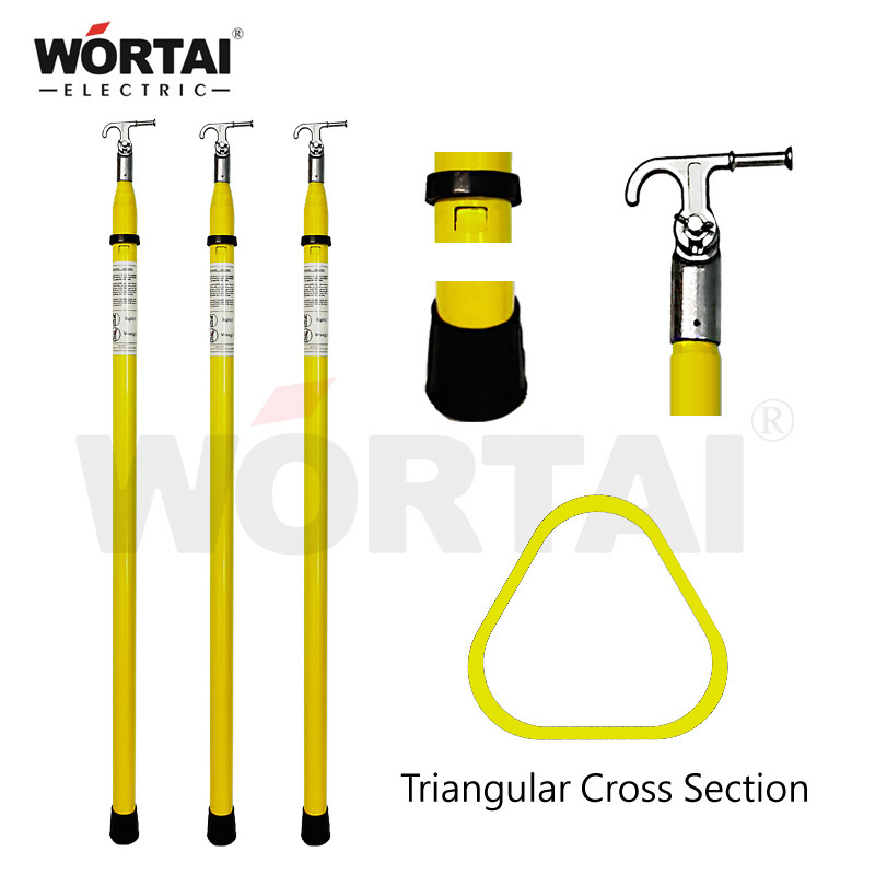 Triangle Hot Stick Telescopic Universal Spline Electrical for Cutout Fuse Surge Arrester Hv Telescopic Insulation Operating Rod