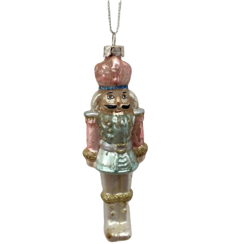 Glass Nutcracker Soldier Pendants Ornaments For Xmas Tree Party New Year Decoration