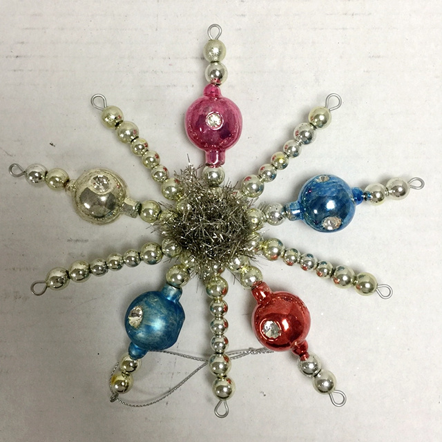 best seller antique snowflake with glass and plastic bead glitter for Christmas tree small decoration