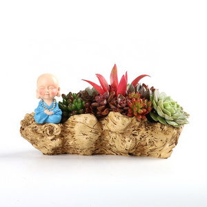 Artificial Retro Ornament Driftwood Resin Succulent Planter Tree Trunk Stump Flower Pot Plant Pots wholesale