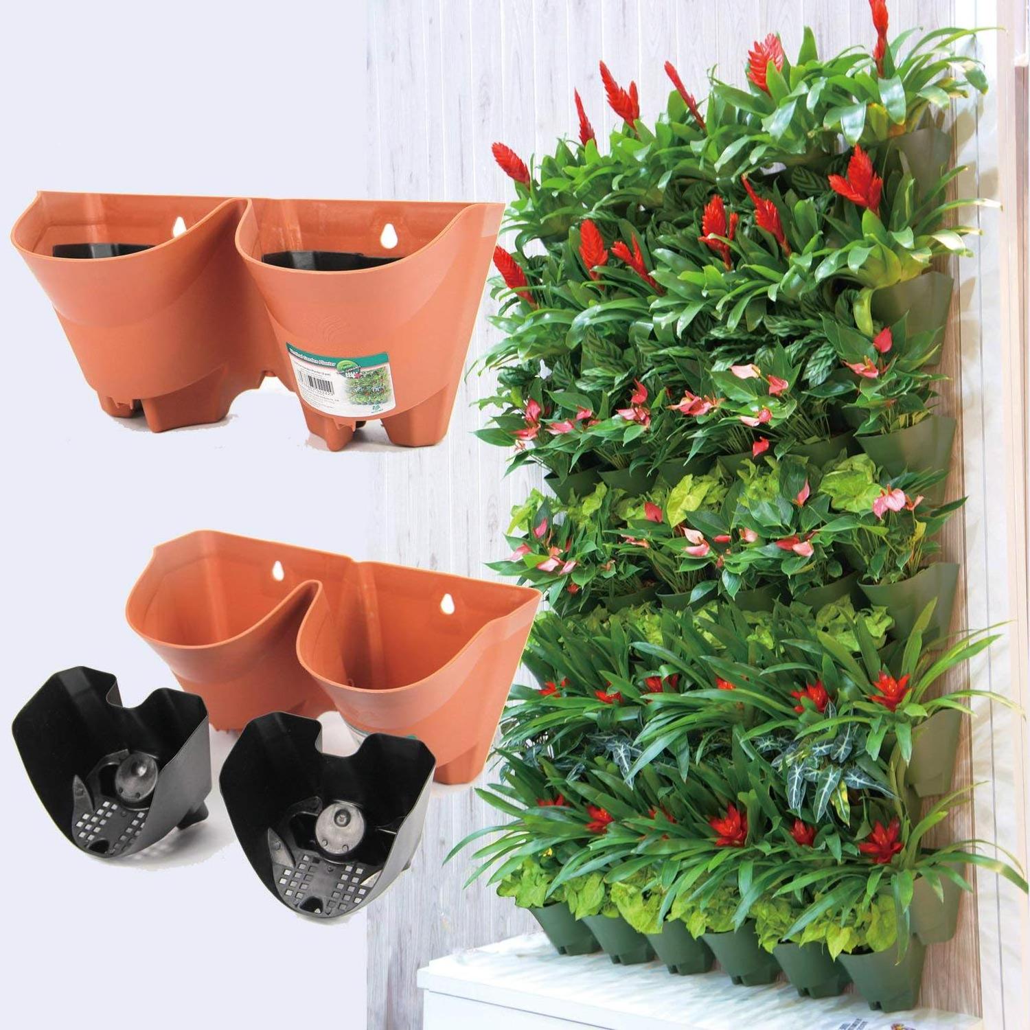 Factory wholesale two pockets hanging wall vertical garden planter