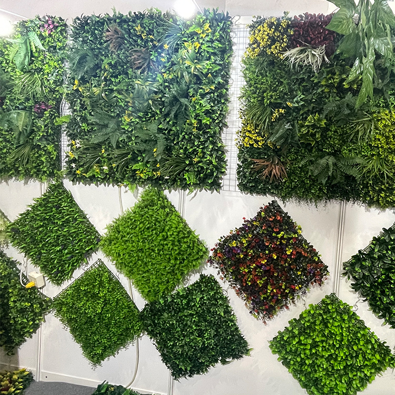 Plant Wall Fake Landscaping Hedge Fence Green Leaf Artificial Grass Decoration Turf Wall Backdrop Panels