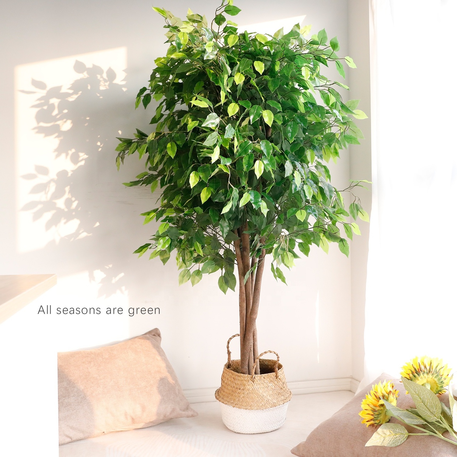 6 Feet Large Home Office Decor Indoor Fake Plastic Ficus Tree Wholesale Artificial Plants With Pot