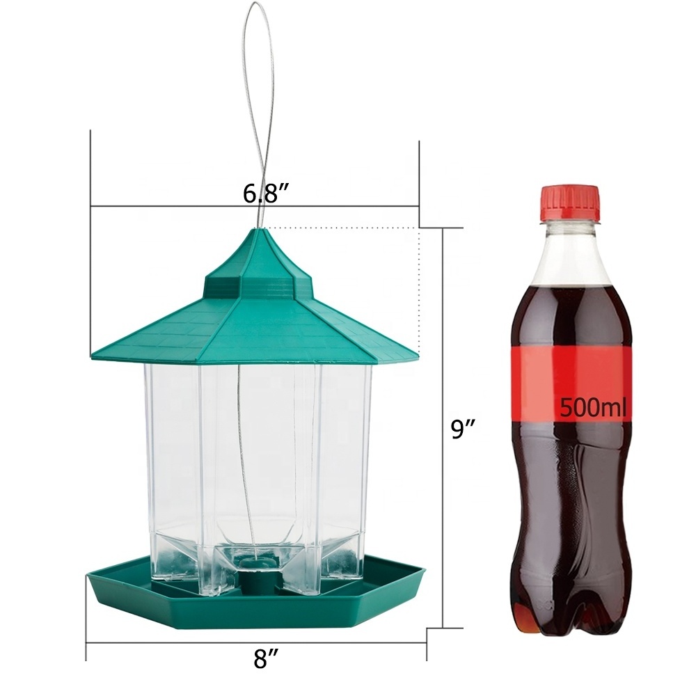 Hexagon Shaped Gazebo Weatherproof Hanging Bowl Portable Outdoor Bird Feeder