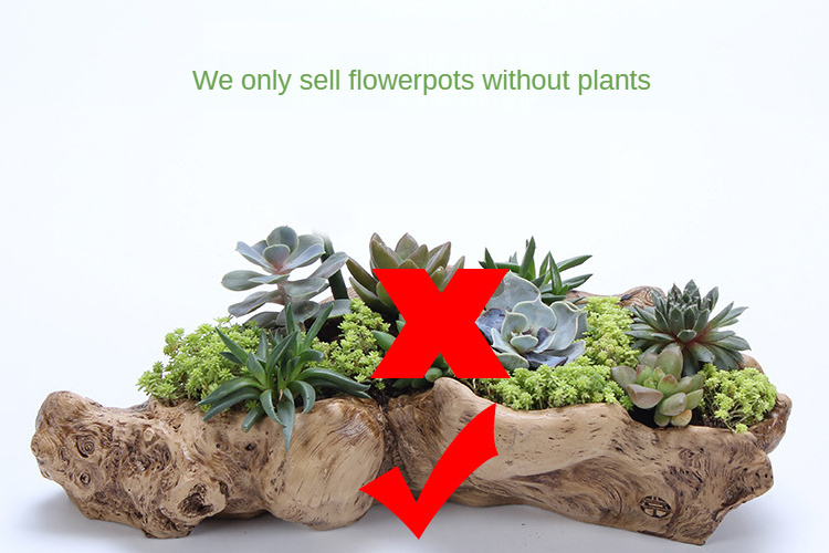 Artificial Retro Ornament Driftwood Resin Succulent Planter Tree Trunk Stump Flower Pot Plant Pots wholesale