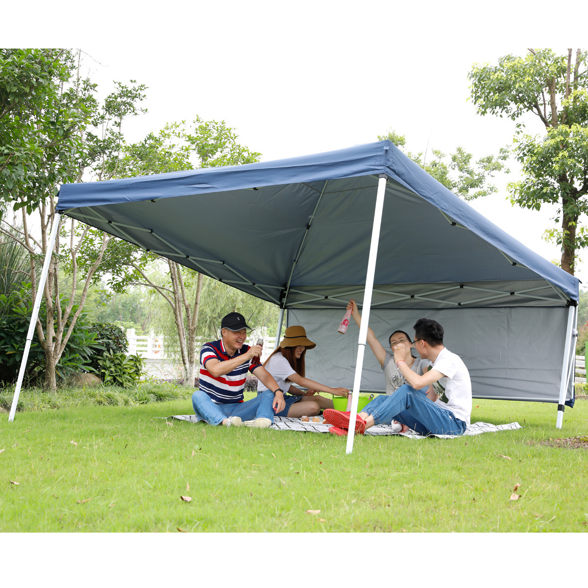 Heavy Duty Side Wall Sun Shade Pop Up 10x10 Gazebo Canopy