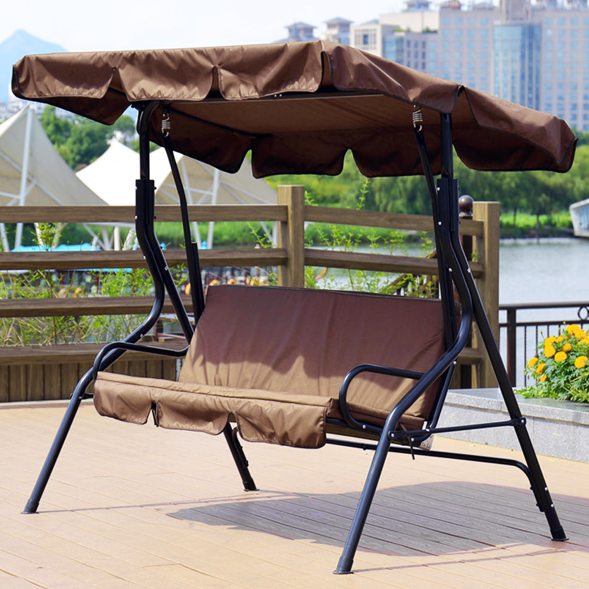 Garden Rainproof Outdoor Furniture Adult 3 Seat Household Courtyard Balcony Patio Swing Chair