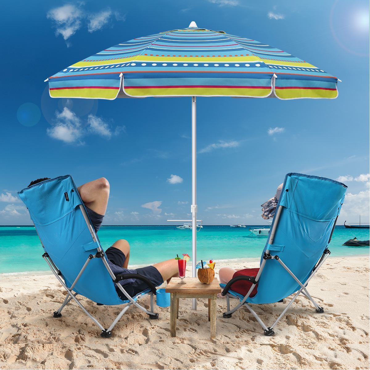 Outdoor Waterproof Sea Garden Folding Sun Automatic Patio Parasols Parapluie Beach Chair Clamp Umbrellas