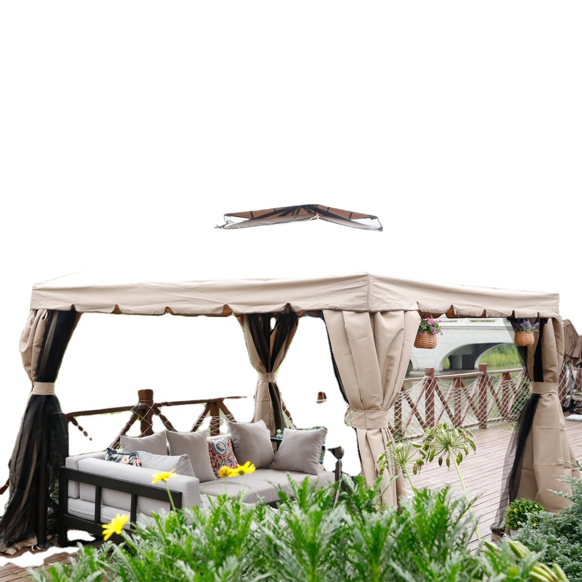 Luxury Patio Aluminium Steel Roman Canvas Hardtop Gazebo 3*3 Canopy Outdoor Garden Patio Tent Gazebos