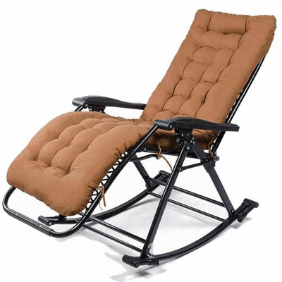 Swimming Pool Hotel Modern Outdoor Black Recliner Beach Chaise Folding Zero Gravity Lounge Rocking Chair With Pillow