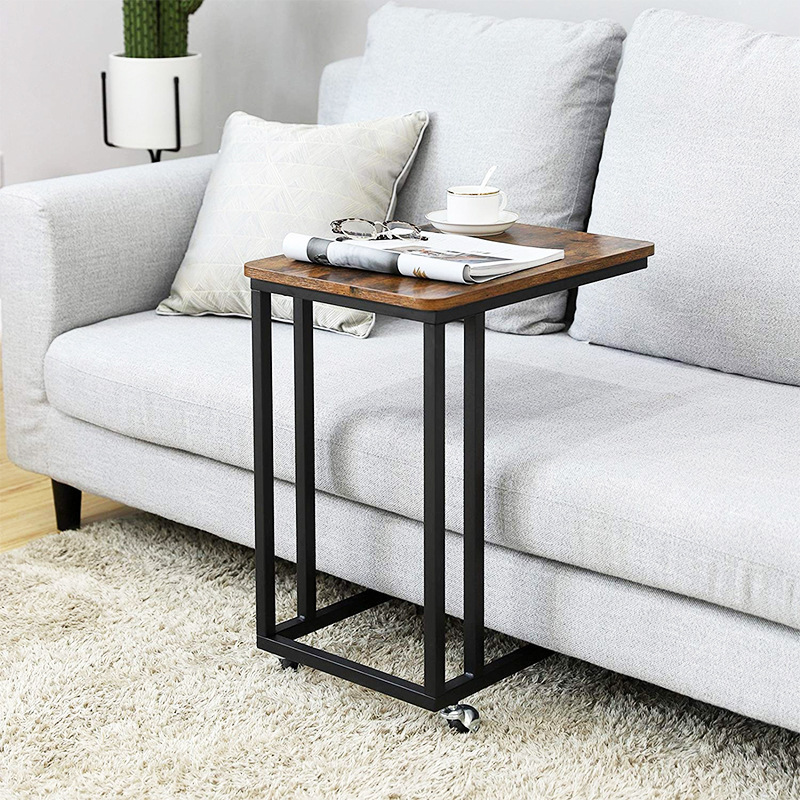 Creative Multifunctional Movable Coffee Table Metal Frame Sofa Side Tea Table With Wheels