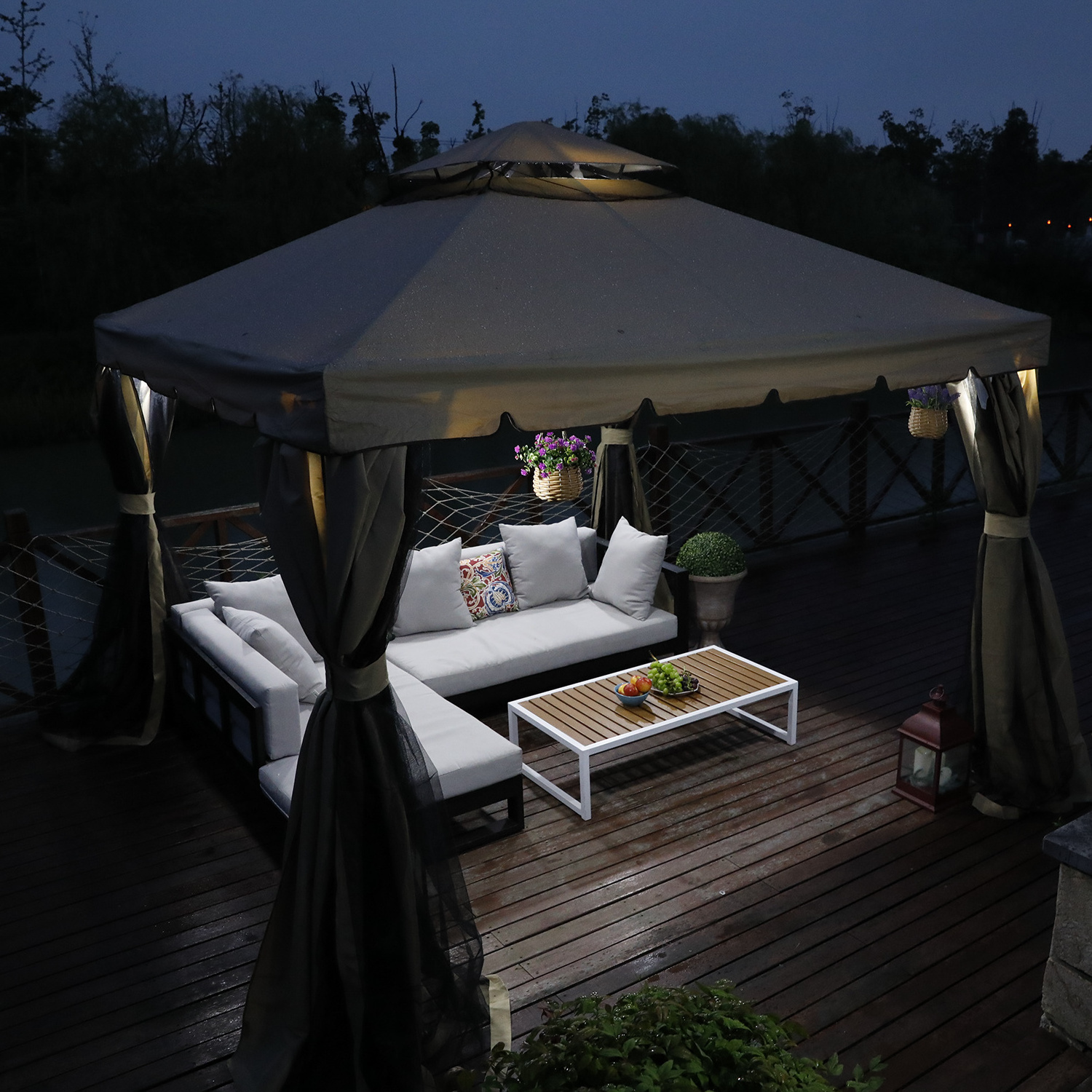 Luxury Pergola Waterproof Patio Metal Aluminium Gazebos Steel Garden Canopy Outdoor Steel Garden Hardtop Gazebos