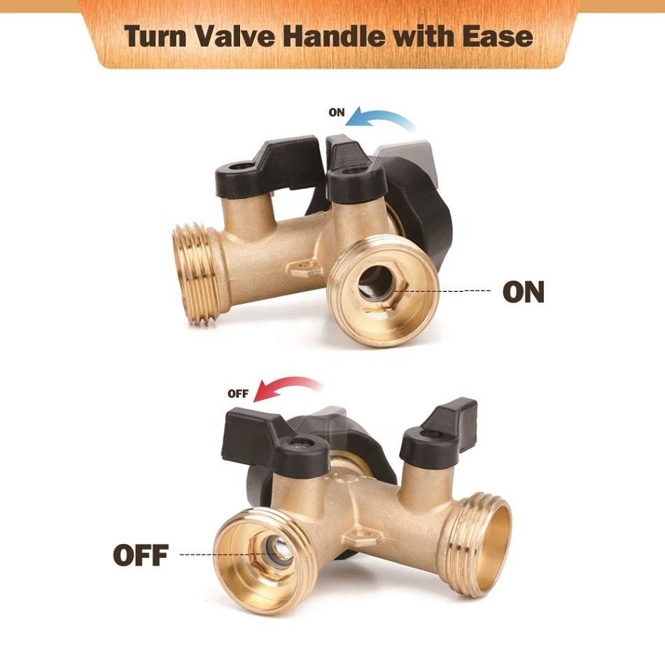 Brass Garden Hose 2 Way Connection Fittings Tap Splitter