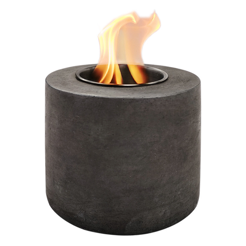 Alcohol Fireplace Round Metal Concrete Portable Indoor Smokeless Fire Pit Table