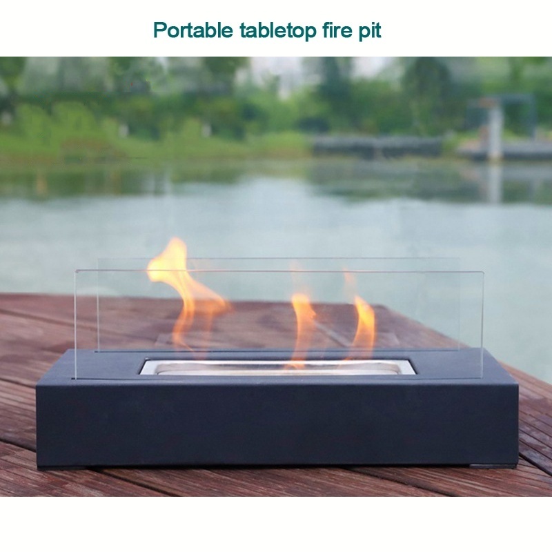 Portable Ventless Glass Mini Indoor Smokeless Outdoor Ethanol Tabletop Fire Pit Fireplace