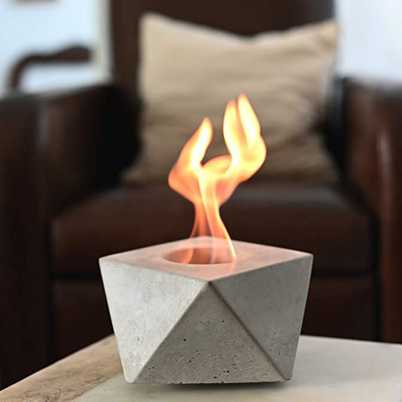 Light Concrete Smokeless Bio Ethanol Portable Campfire Indoor Mini Tabletop Fire Pit