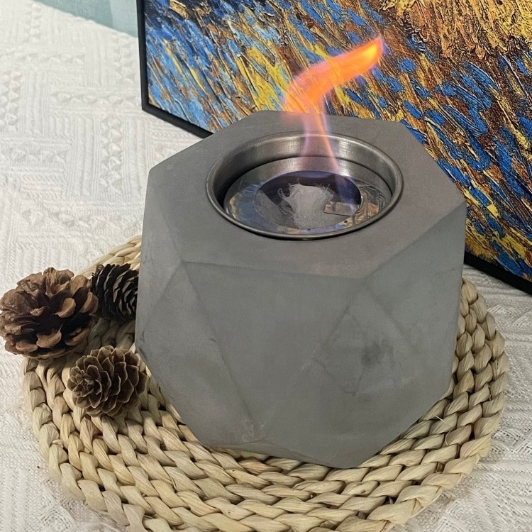 Small Portable Indoor Smoke Free Concrete Cement Bio Ethanol Garden Tabletop Fire Pit