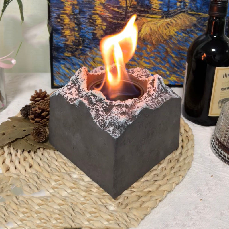 Indoor Bio Ethanol Portable Classic Deco Freestanding Tabletop Fire Pit Bowl Concrete Firepit