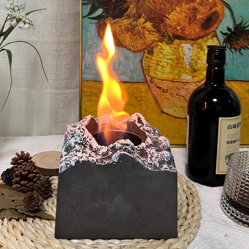 Indoor Bio Ethanol Portable Classic Deco Freestanding Tabletop Fire Pit Bowl Concrete Firepit