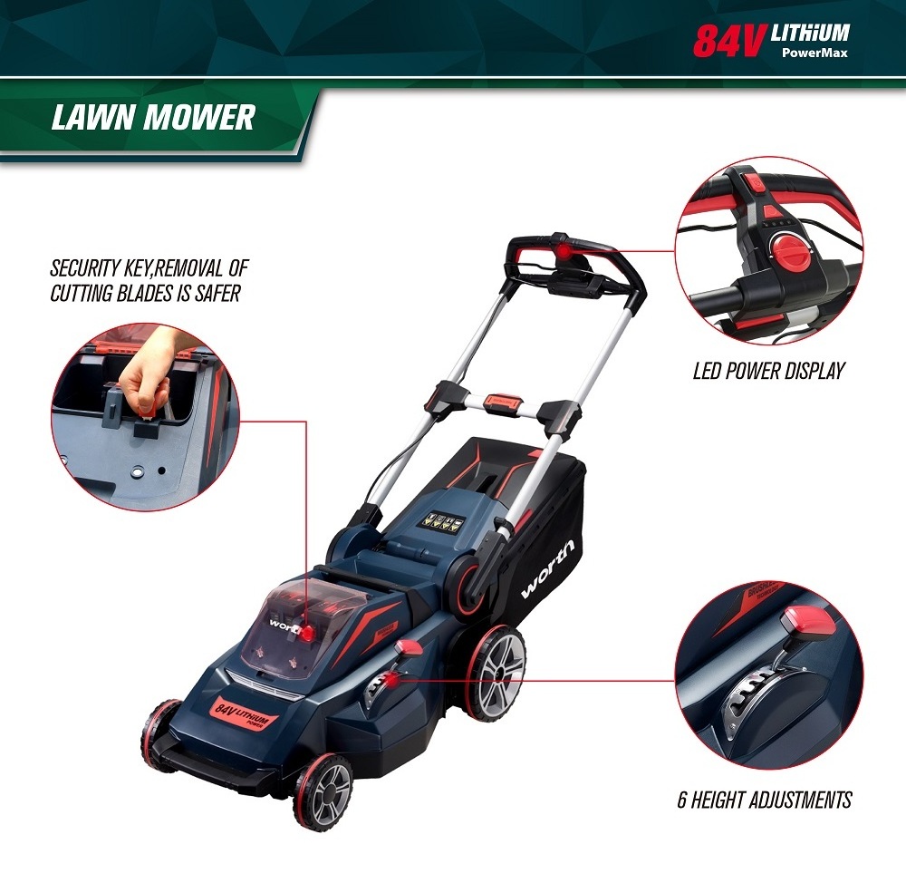 Factory Power Tools automatic hand push battery garden machine lawn cordless  mower