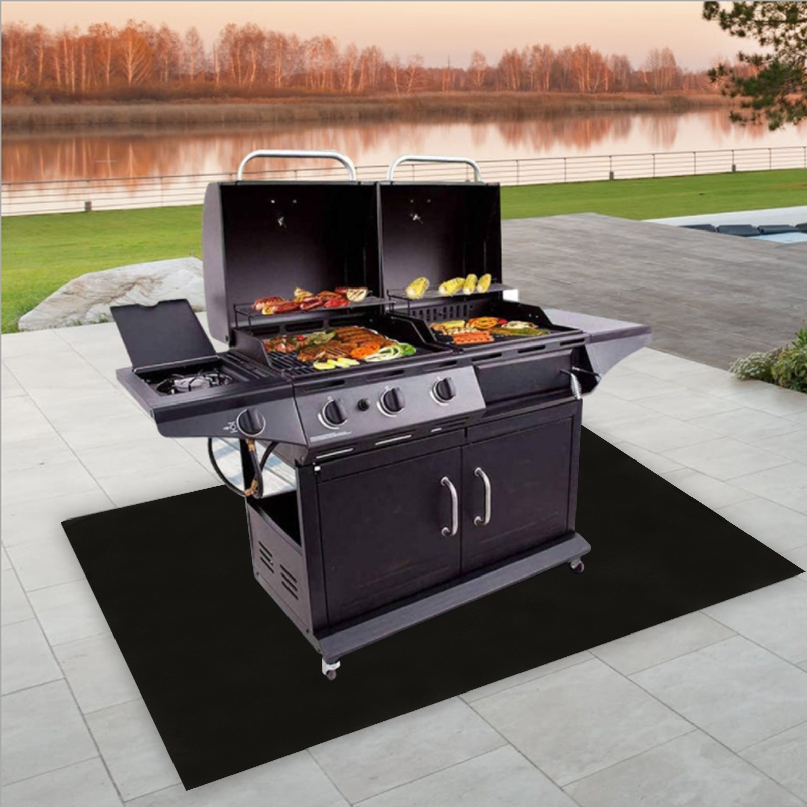 Outdoor Fibreglass Fire Pit Ground BBQ Grill Fireproof Mat For Fire Pit