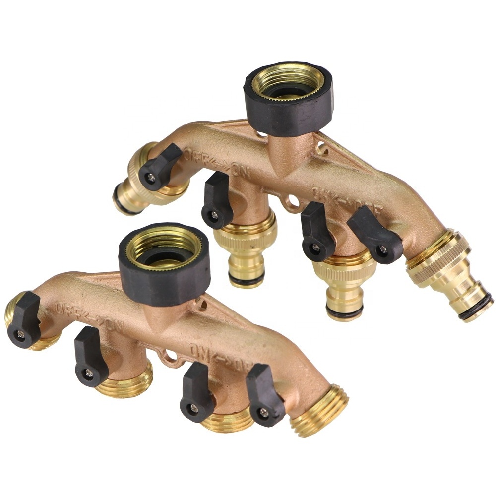 Brass Garden Hose Fittings Tap Adapter Garden Watering Hose Connector 4 Way Splitter