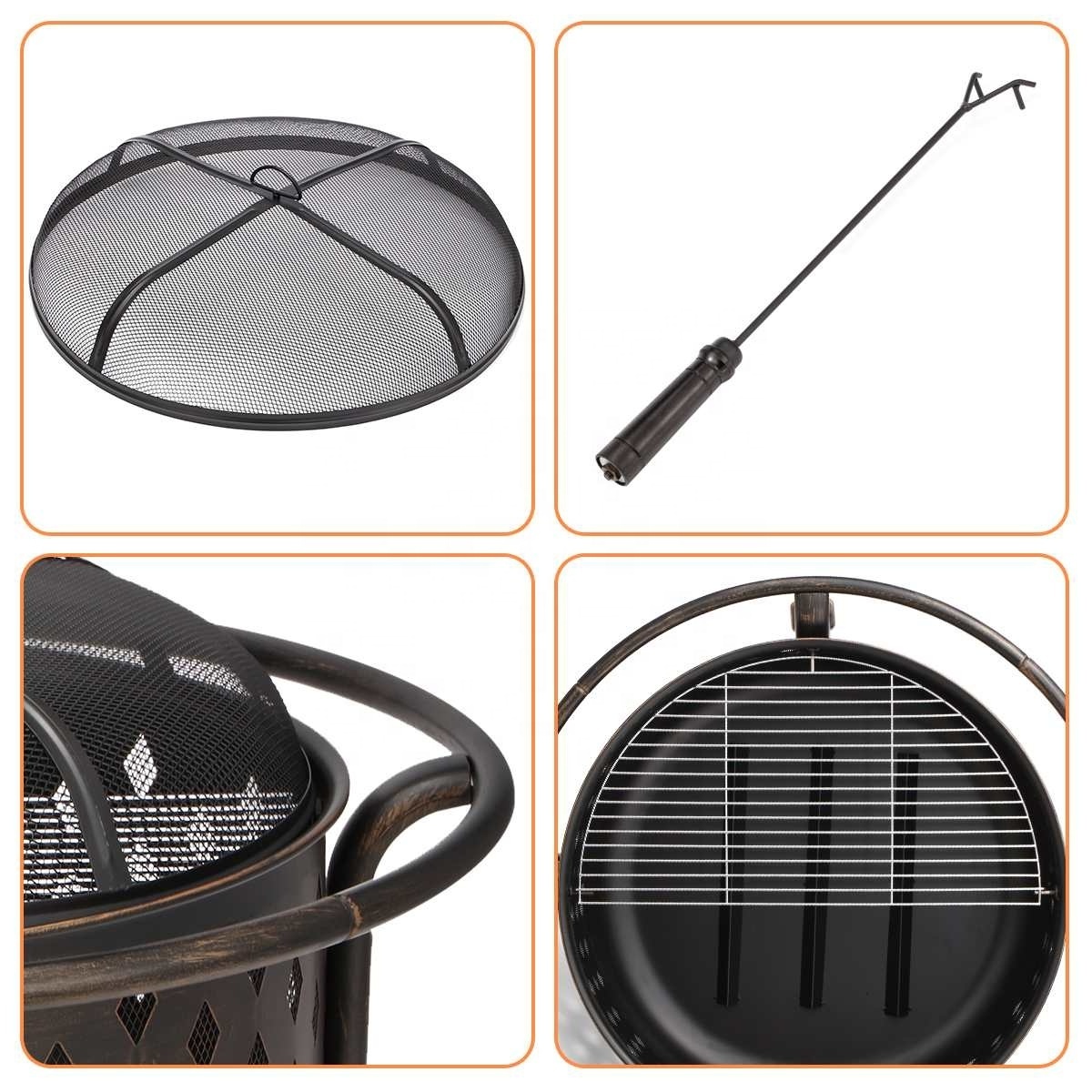 Small BBQ Brazier Grill Stainless Fireplace Wood Burning Outdoor Camping Fire Pits