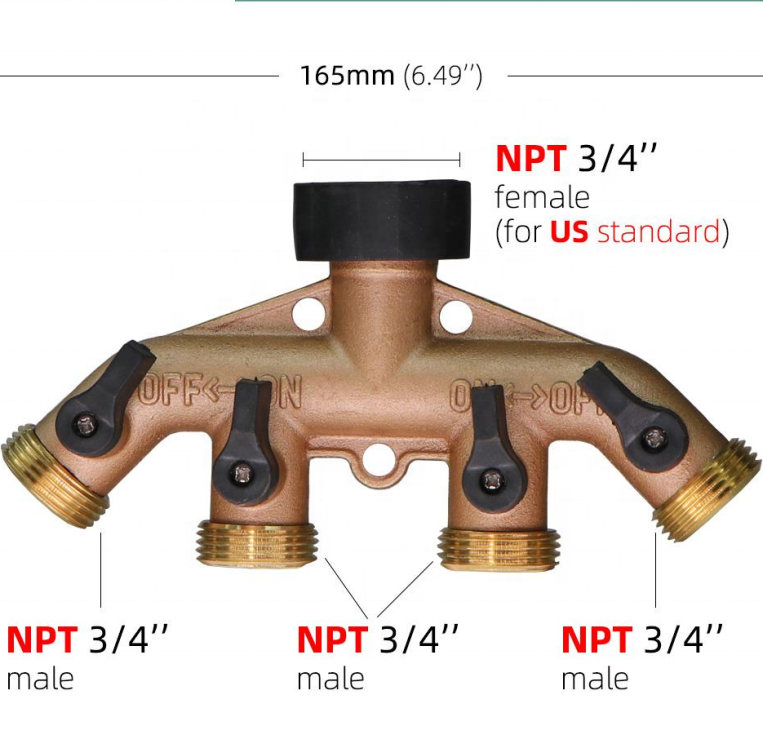 Garden Hose Fittings 4 Way Tap Water Hose Splitter Connector For Garden