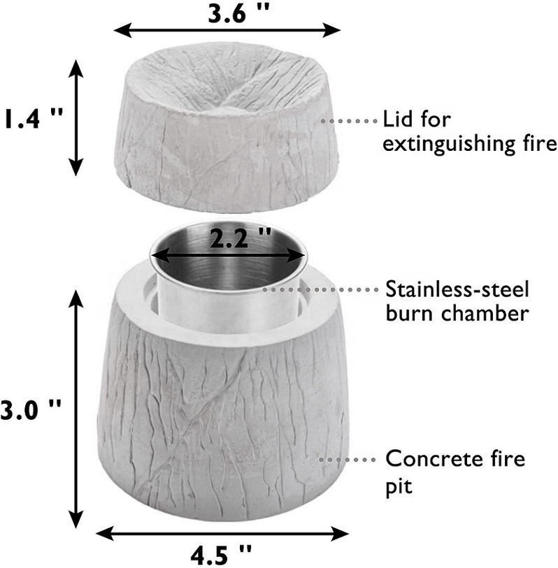 Concrete Heater Smokeless Fire Pit Ethanol Fireplace Indoor Mini Portable Tabletop Fire Pit Bowl