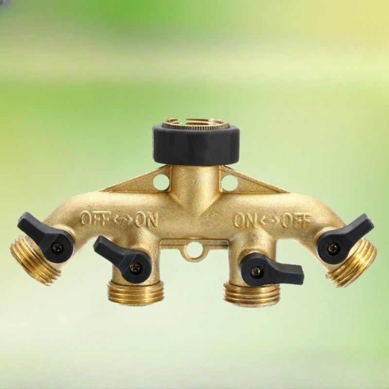 Garden Hose Tap Connector Brass Hose Splitter 4 Way Tap Water Hose Splitter Connector For Garden