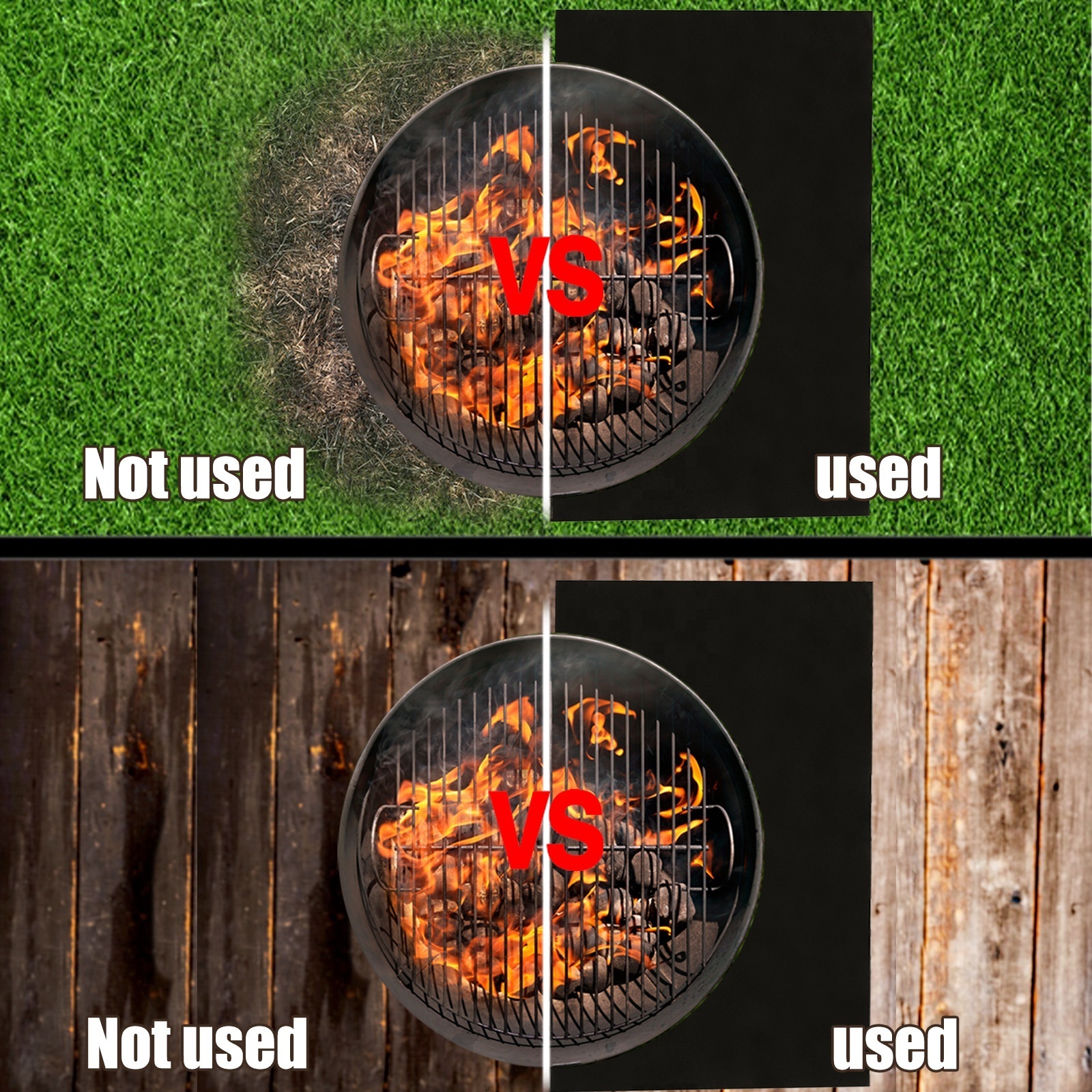 Outdoor Fibreglass Fire Pit Ground BBQ Grill Fireproof Mat For Fire Pit