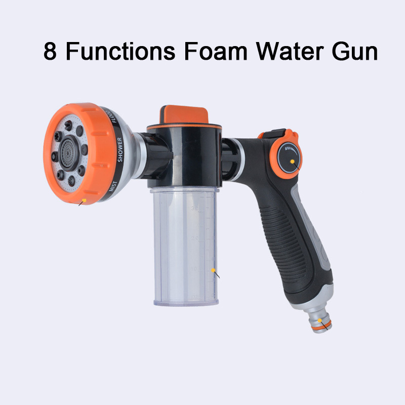 8 Functions Plastic Car Wash Water Hose Garden Soap Foam Gun Hand Nozzle Sprayer