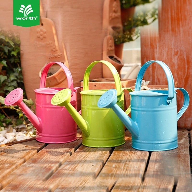 Worth 1.5L Colorful Wholesale Outside Flower Planter Garden Steel Bulk Kids Metal Watering Cans