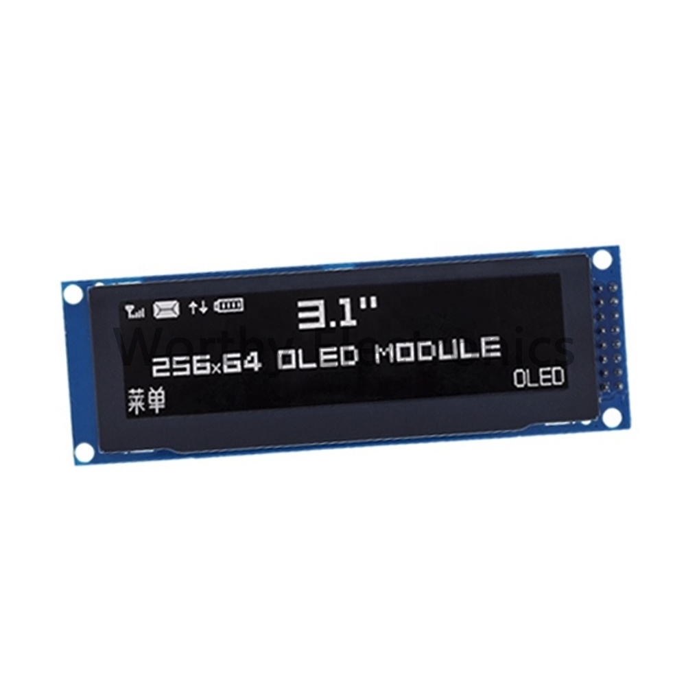 Resolution 256X64 white/blue/yellow/green driver light LCD screen 9PIN SSD1322 3.12 inch OLED display SPI interface