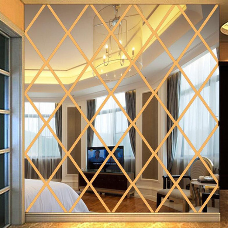 3D Mirror Wall Sticker DIY Diamonds Triangles Acrylic Wall Stickers Living Room Home Decoration