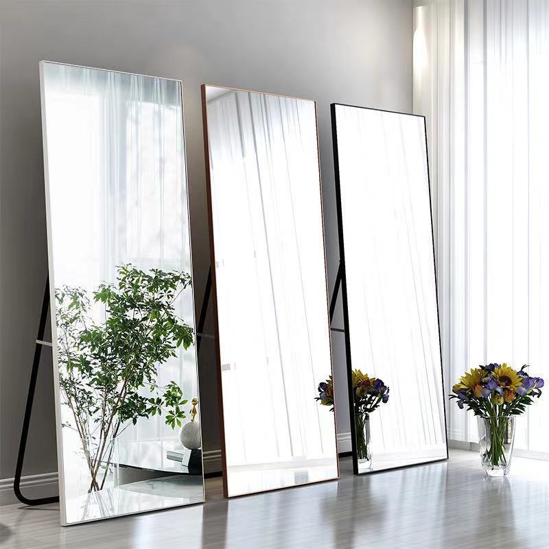 Fashion decor gold full length aluminum framed free standing dressing floor mirror wall mirror