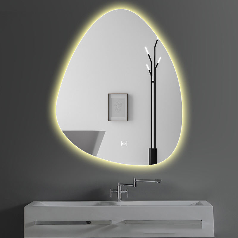 Irregular teardrop-shaped smart LED mirror with touch screen living room bathroom wall mounted home decoration mirror