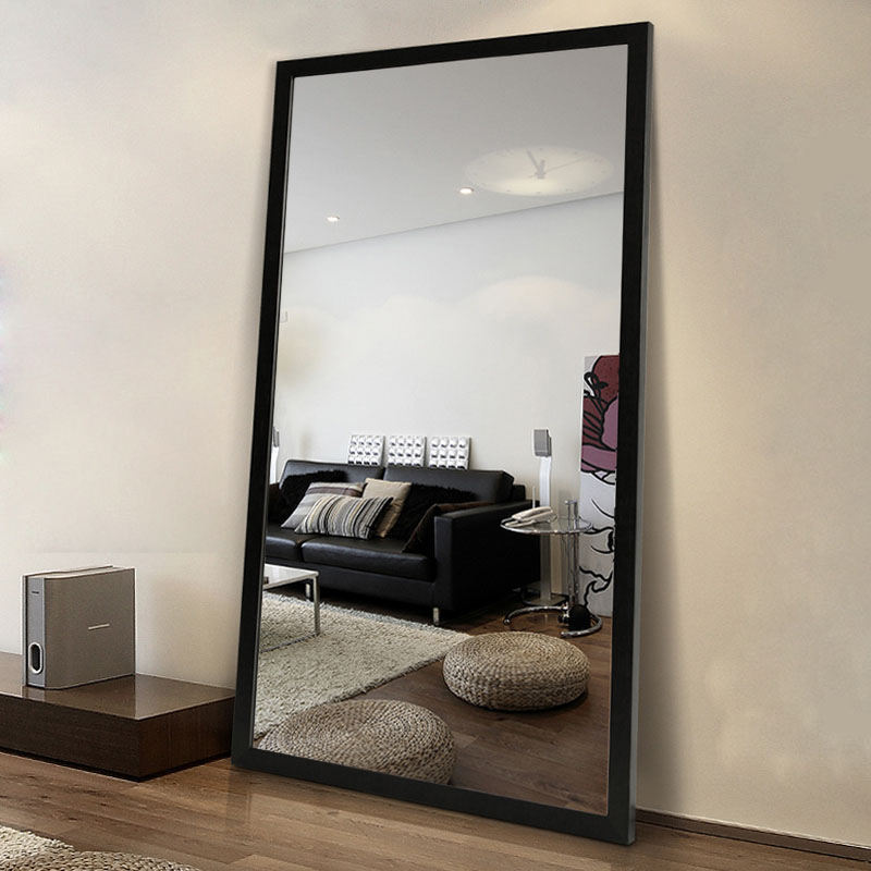 Fashion decor Custom Black framed Large Floor Hanging Mirror Plastic Compact wall mirror All-season Support