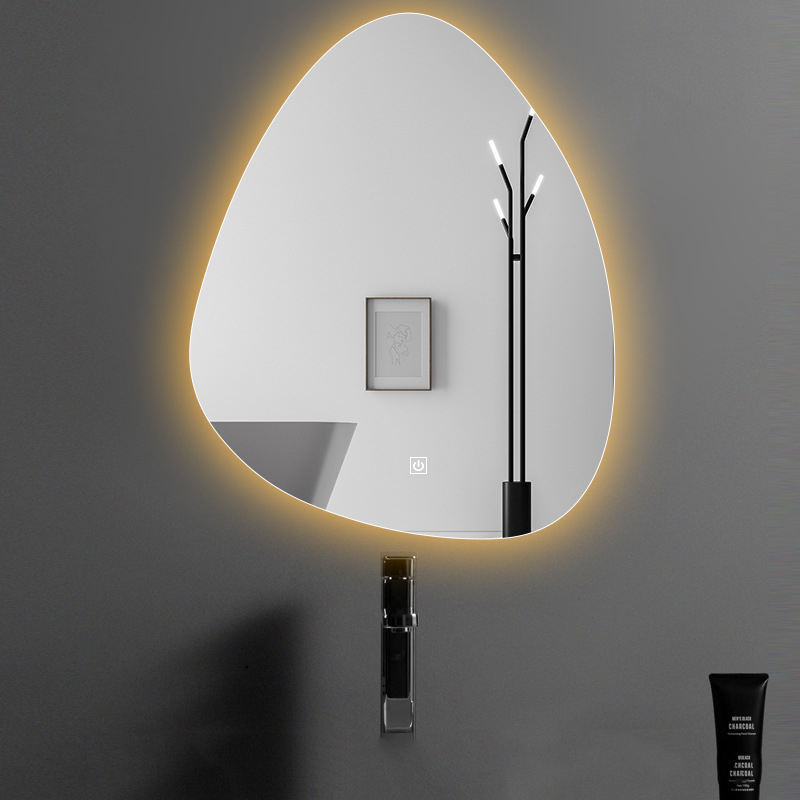 Irregular teardrop-shaped smart LED mirror with touch screen living room bathroom wall mounted home decoration mirror